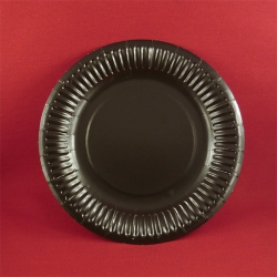 Черные бумажные тарелки 180 мм