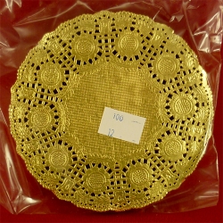 Золотые ажурные бумажные салфетки 12 см