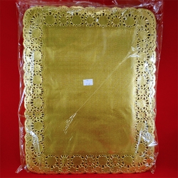 Золотые бумажные ажурные салфетки 35x45 см прямоугольные