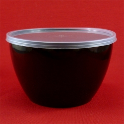 Черная банка плошка для супа 500 мл с прозрачной крышкой (комплект)