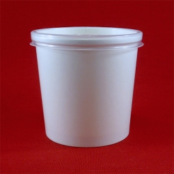 Бумажная белая супница 350 мл с пластиковой крышкой (комплект) 