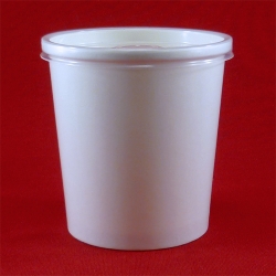 Бумажная белая супница 450 мл с пластиковой крышкой (комплект)