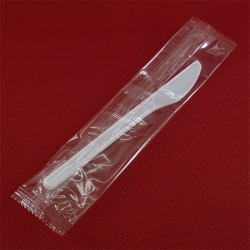 Одноразовые пластиковые белые ножи 155 мм в индивидуальной упаковке