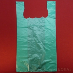 Пакет майка 30+16x55 см 25 мкм ПНД зеленый