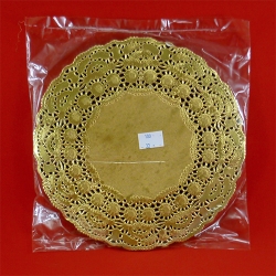 Золотые ажурные бумажные салфетки 22 см
